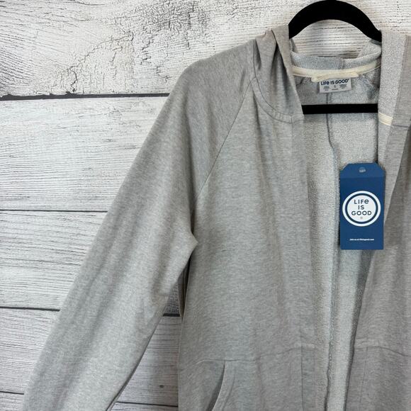Life is Good Women's Heather Gray Beyond Hip Hooded Lounge Cardigan Size Small - Picture 5 of 10